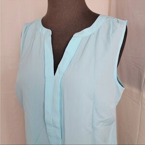 Talbots Sleeveless Light Blue Blouse XL Shirt Top Tunic Womens